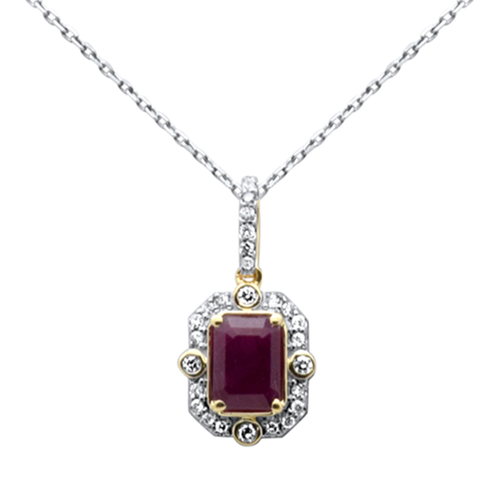 ''SPECIAL! 1.58ct G SI 14K Yellow Gold DIAMOND & Garnet Gemstones Pendant Necklace 18'''' Long Chain''