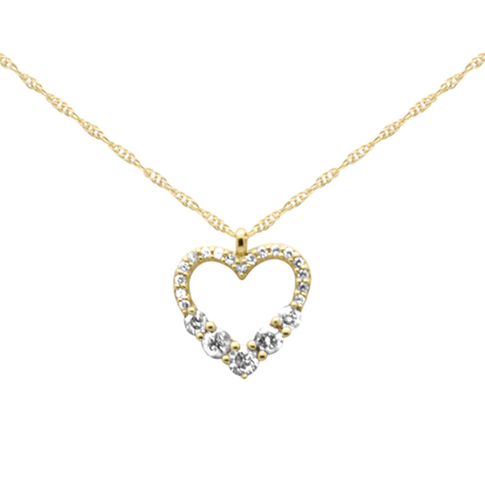 ''.20ct G SI 14K Yellow Gold DIAMOND Heart Shape Pendant Necklace 18'''' Long''