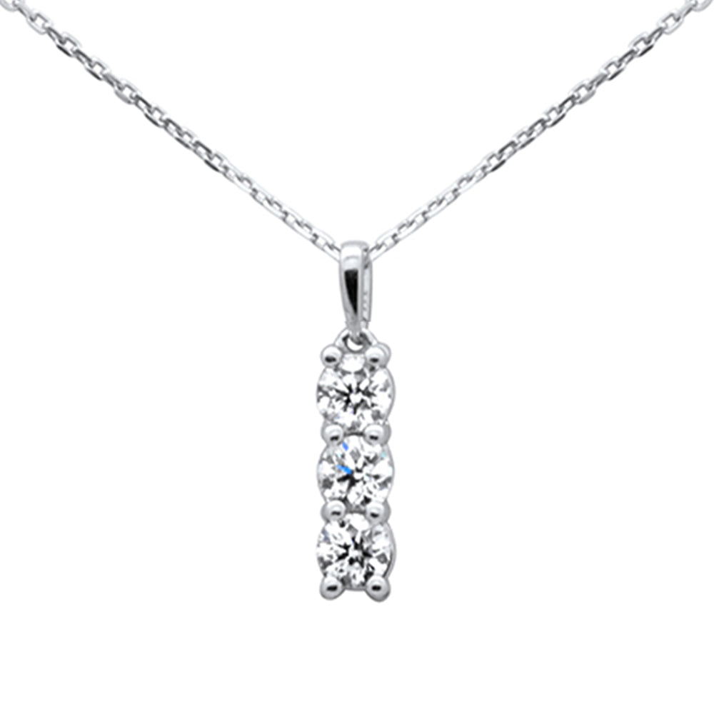 ''SPECIAL!  .68ct G SI 14K White Gold DIAMOND 3-Stones Pendant Necklace 18'''' Long''