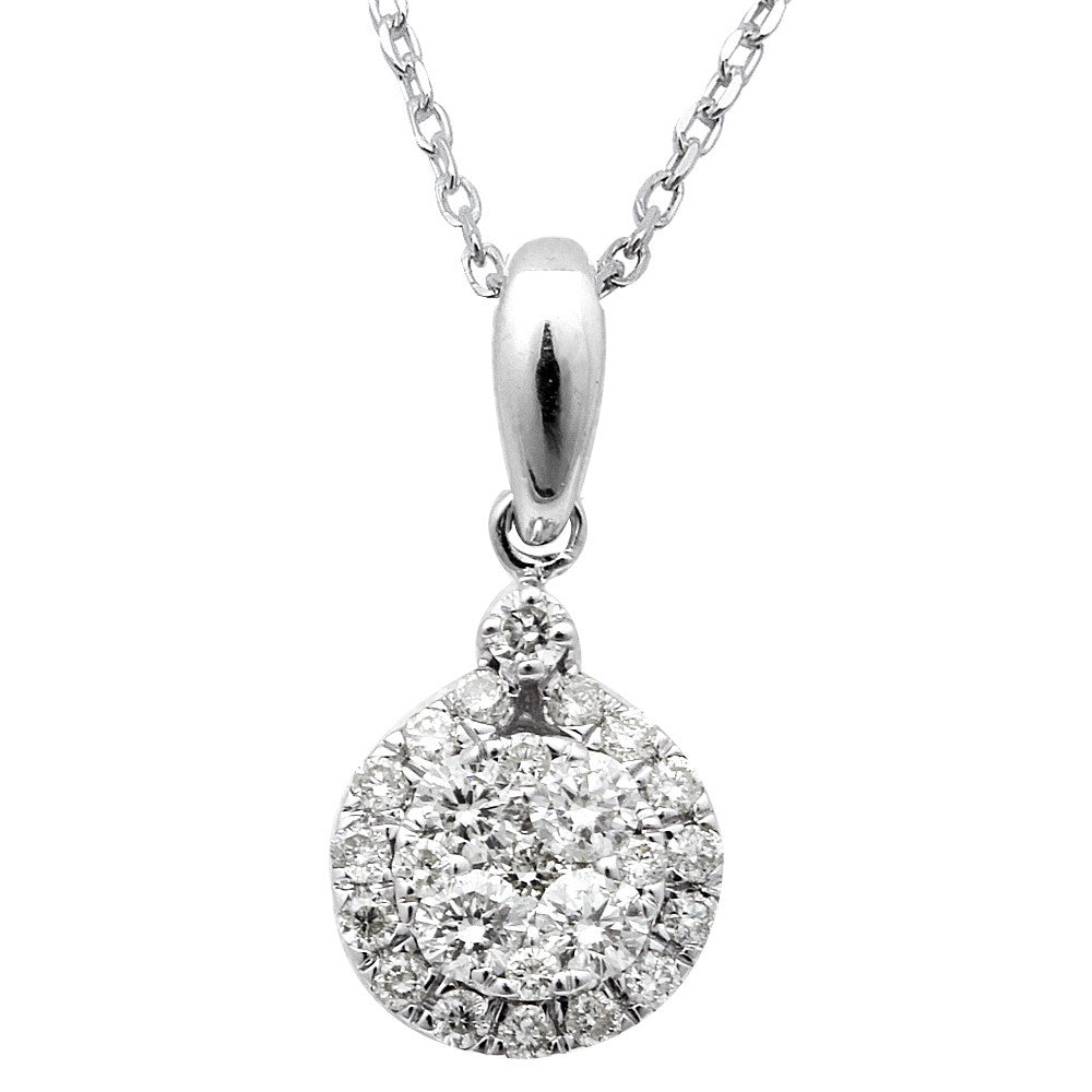 ''.40ct Round Diamond Halo Drop Dangle Necklace Pendant 14kt White GOLD 18''''''