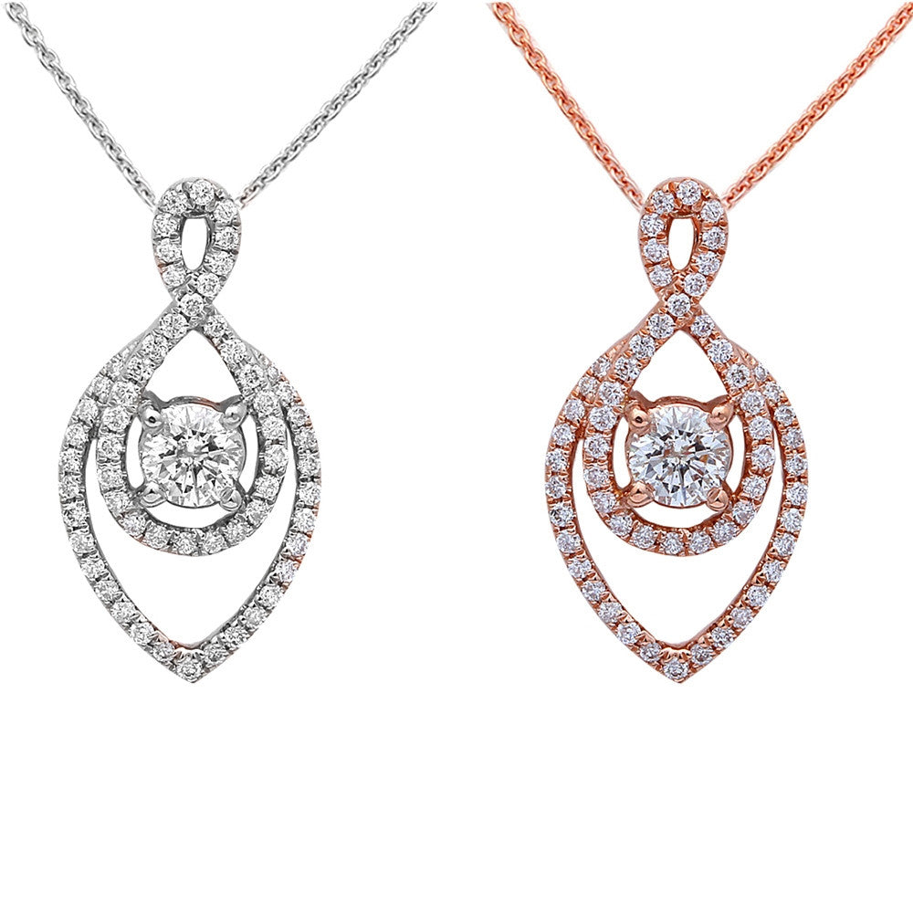 ''.50ct Diamond Solitaire Drop Dangle NECKLACE Pendant 14kt Rose or White Gold 18''''''