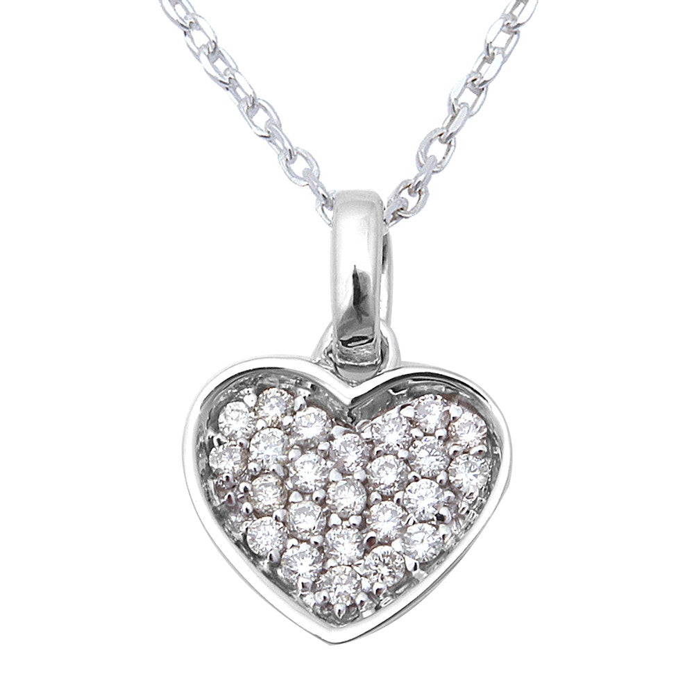 ''.15ct Heart Shaped Pendant NECKLACE 14kt White Gold 18'''' Chain''