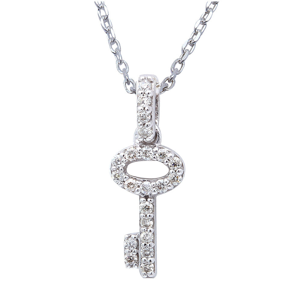 ''.11cts Diamond Key PENDANT Necklace 18'''' White Gold Chain''