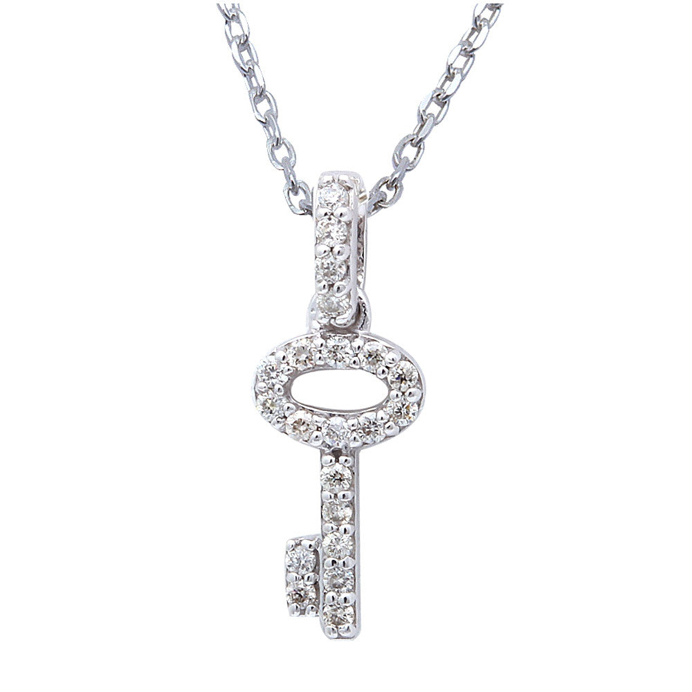 ''.11cts DIAMOND Key Pendant Necklace 18'''' White Gold Chain''