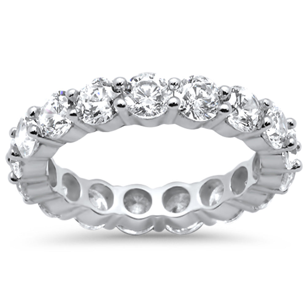 CLOSEOUT! Round Cubic Zirconia .925 Sterling Silver Eternity Band RING Sizes 5-10