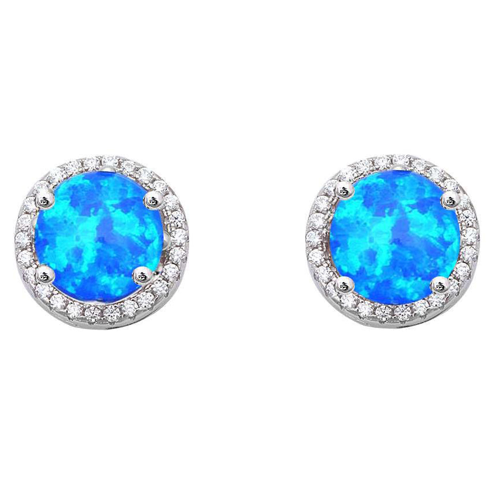 Halo Blue Opal & Cubic Zirconia .925 Sterling Silver Earrings – Sonara ...
