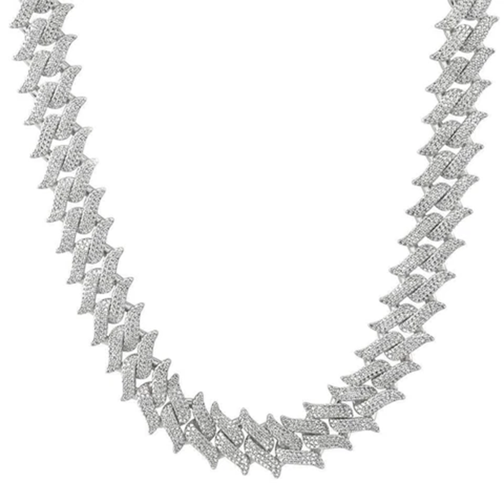 ''SPECIAL!13MM 17.93ct G SI 14K White Gold Diamond ICED Out Micro Pave Spiked Cuban NECKLACE 22'''' Lon