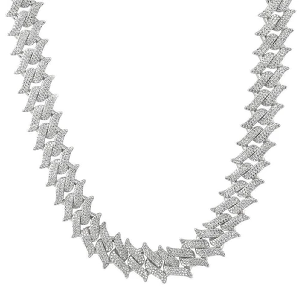 ''SPECIAL!13MM 17.93ct G SI 14K White GOLD Diamond ICED Out Micro Pave Spiked Cuban Necklace 22'''' Lon