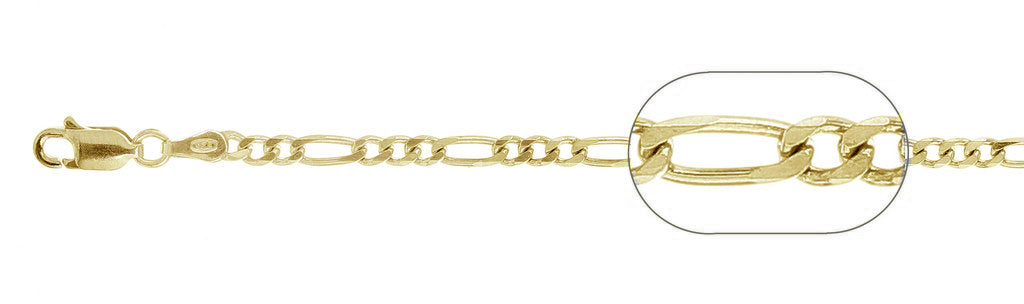 ''080-3MM Yellow Gold Plated Figaro Chain .925  Solid STERLING SILVER Available in 7''''-30''''  inches''