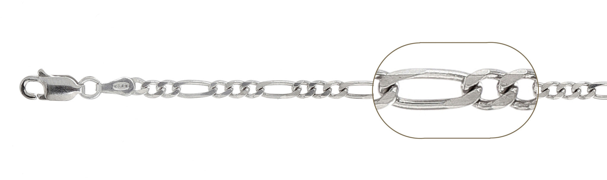 ''080-3MM Figaro Chain .925  Solid STERLING SILVER Sizes 6-30''''''