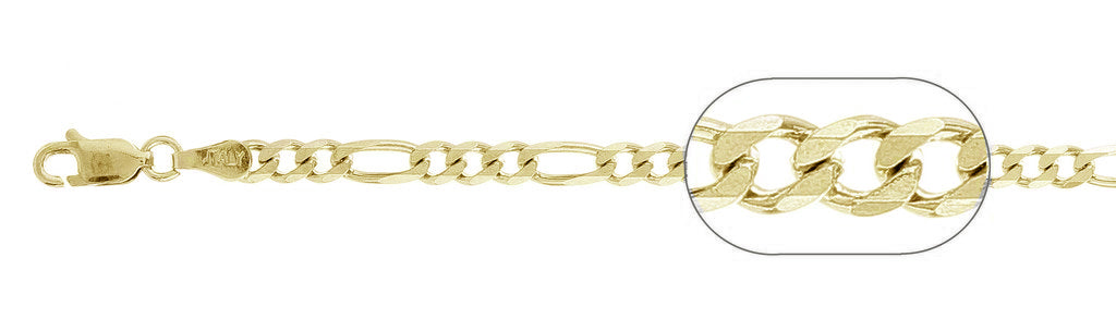 ''100-4MM Yellow Gold Plated Figaro Chain .925  Solid STERLING SILVER Available in 7''''-30'''' inches''