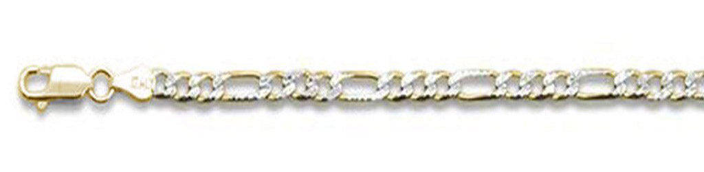 ''120-5MM Yellow GOLD Plated Pave Figaro Chain .925  Solid Sterling Silver Available in 7''''- 26'''' inc