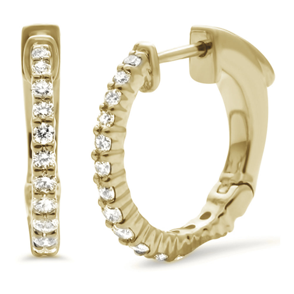 ''SPECIAL!.54ct 14k Yellow Gold Diamond Hoop Huggie EARRINGS''