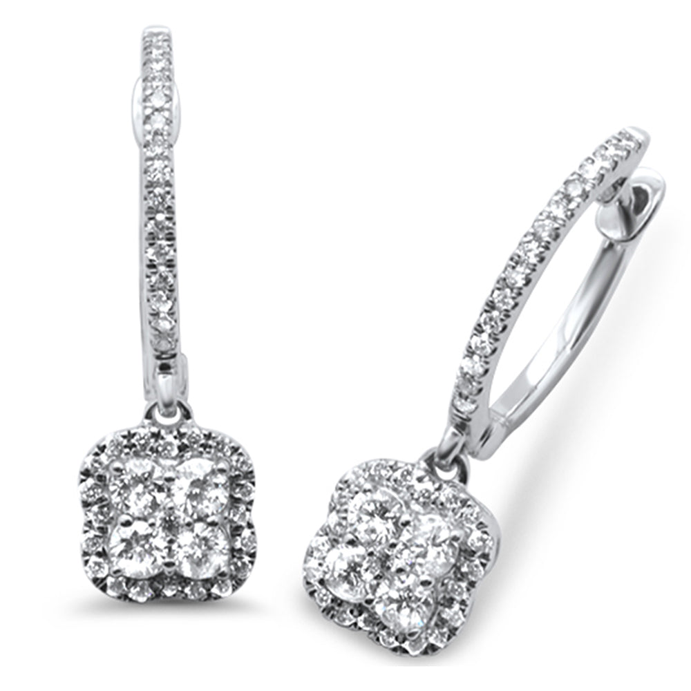 ''SPECIAL!.70ct 14k White Gold Square Drop Dangle DIAMOND Earrings''