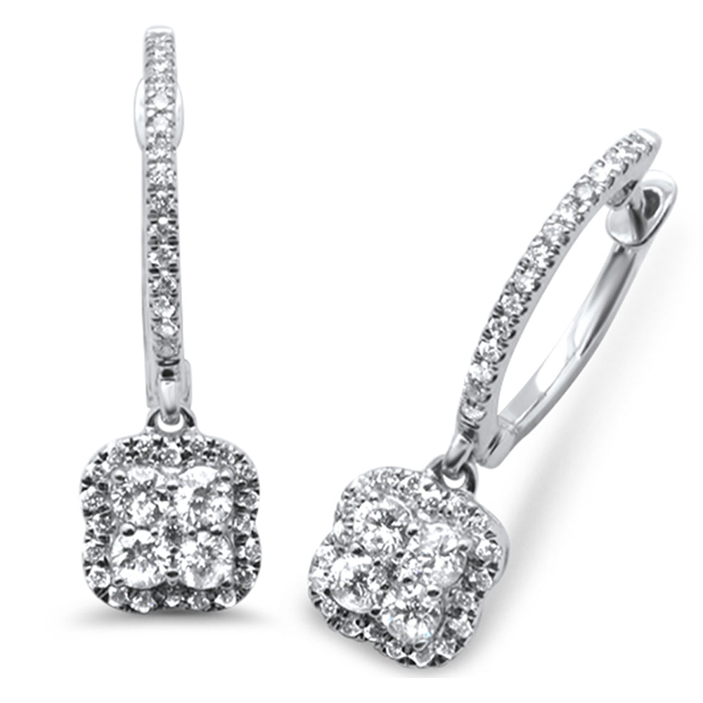 ''SPECIAL!.70ct 14k White GOLD Square Drop Dangle Diamond Earrings''