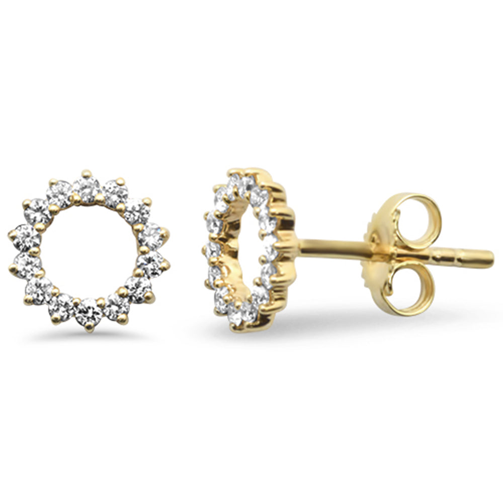 .26ct 14k Yellow Gold Circle STUD Diamond EARRINGS