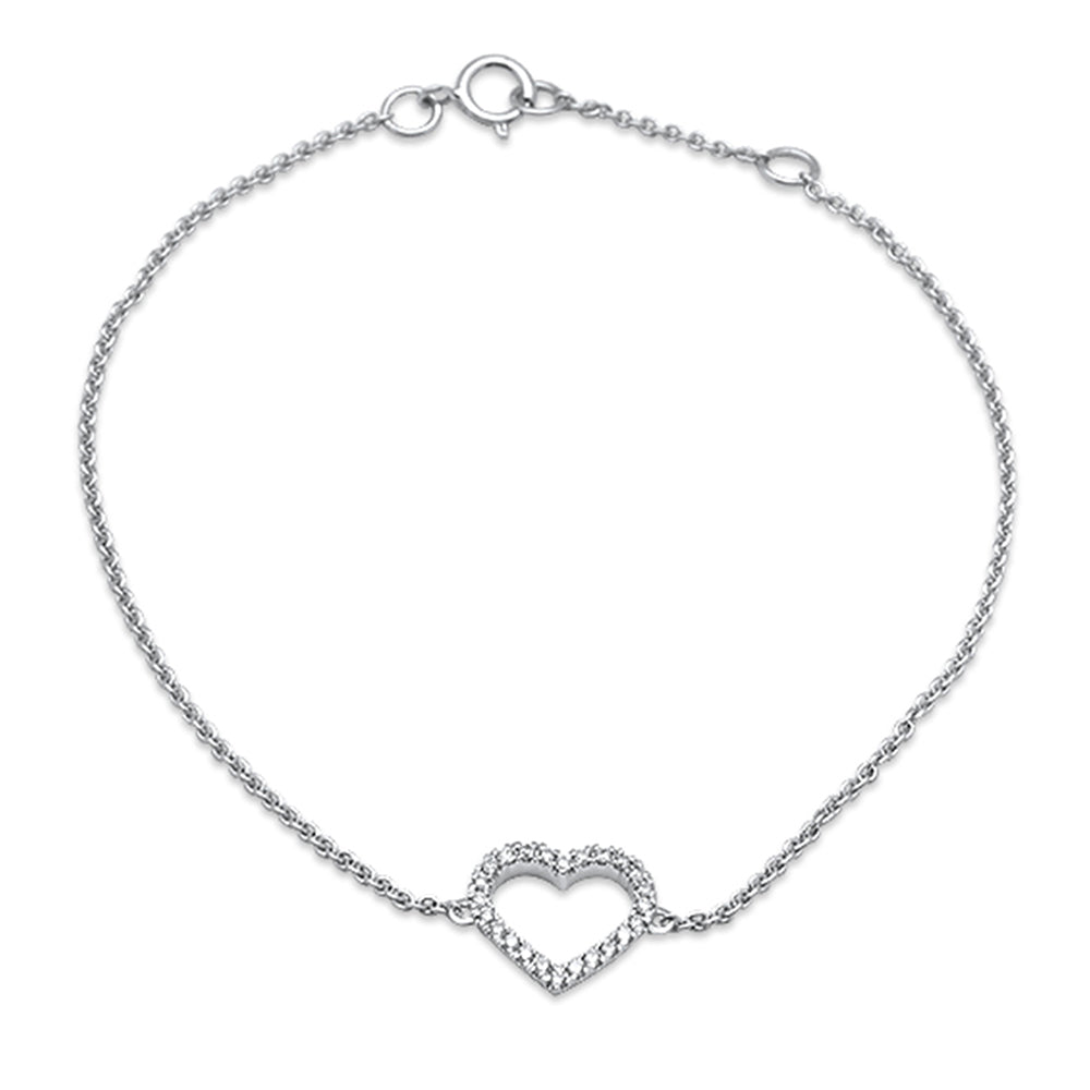 ''.13ct 14k White Gold Diamond Heart BRACELET 6''''+ 1'''' Ext.''