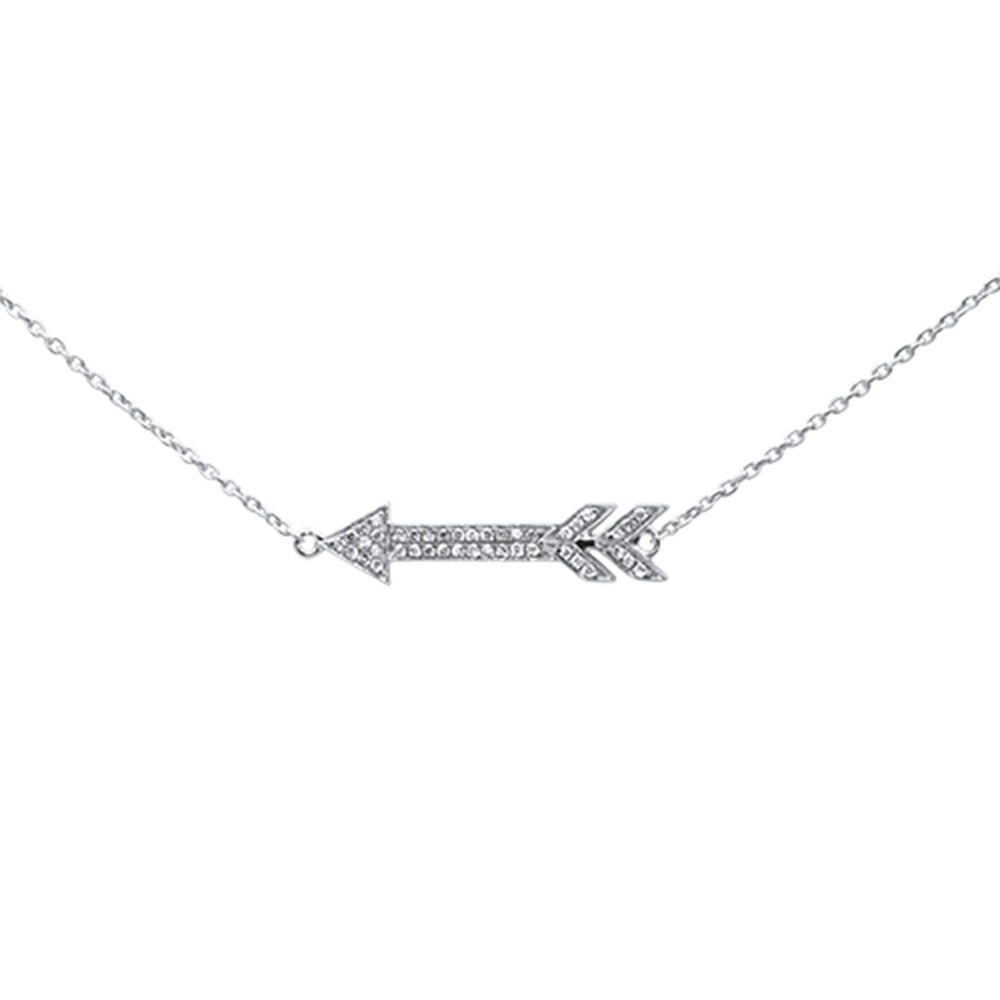 ''.07ct 14k White GOLD Diamond Arrow Pendant Necklace 16'''' + 2'''' Ext''