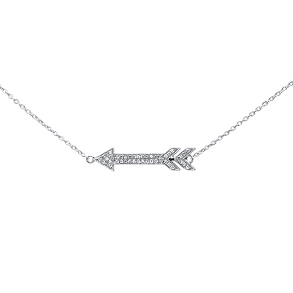''.07ct 14k White Gold Diamond Arrow PENDANT Necklace 16'''' + 2'''' Ext''