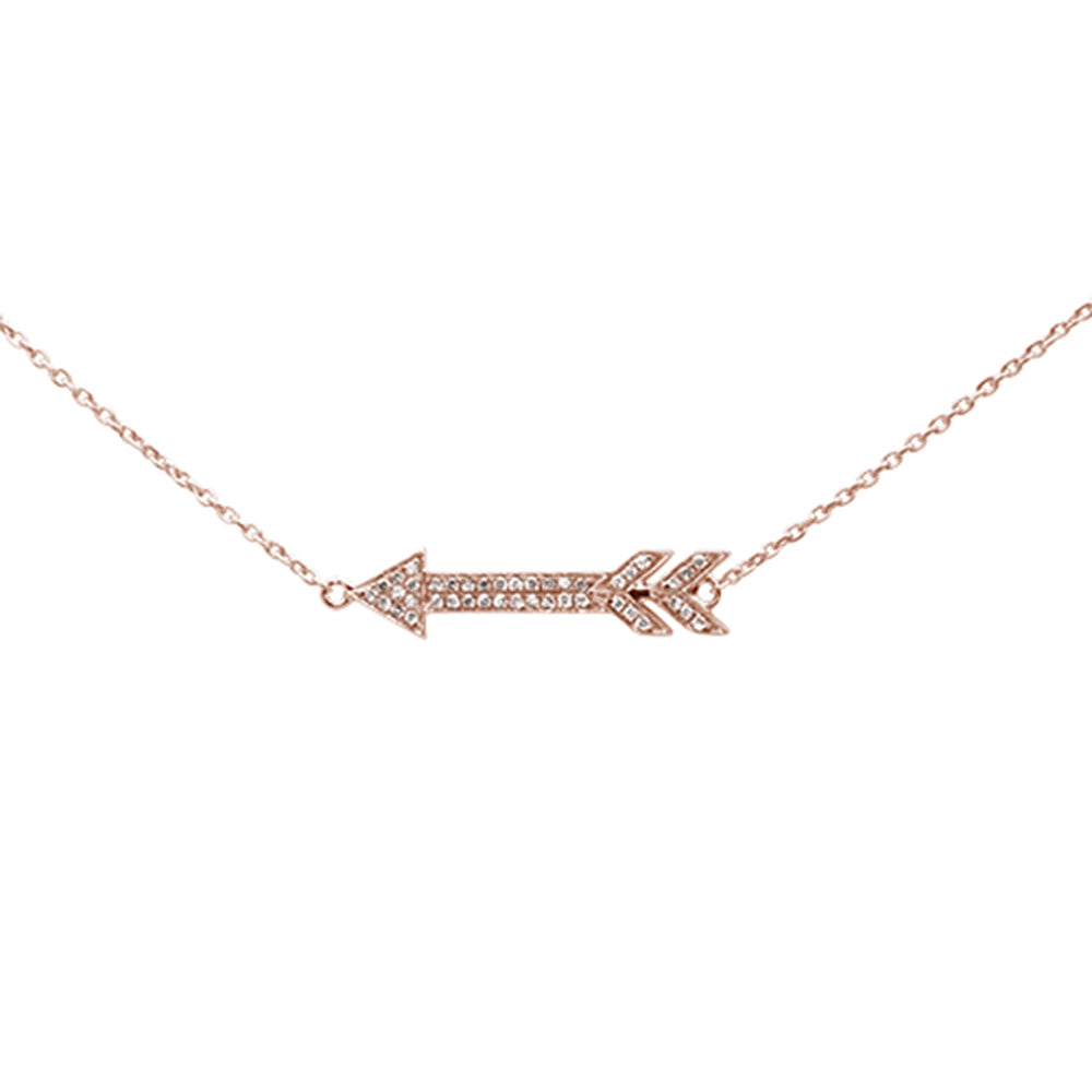 ''.08ct 14k Rose Gold Diamond Arrow Pendant NECKLACE 16'''' + 2'''' Ext''