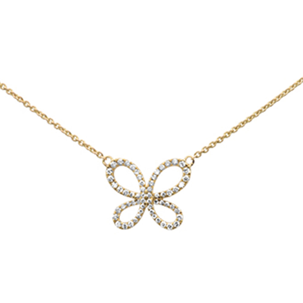 ''SPECIAL!.34ct 14k Yellow Gold DIAMOND Butterfly Pendant Necklace 16'''' + 2'''' Ext''