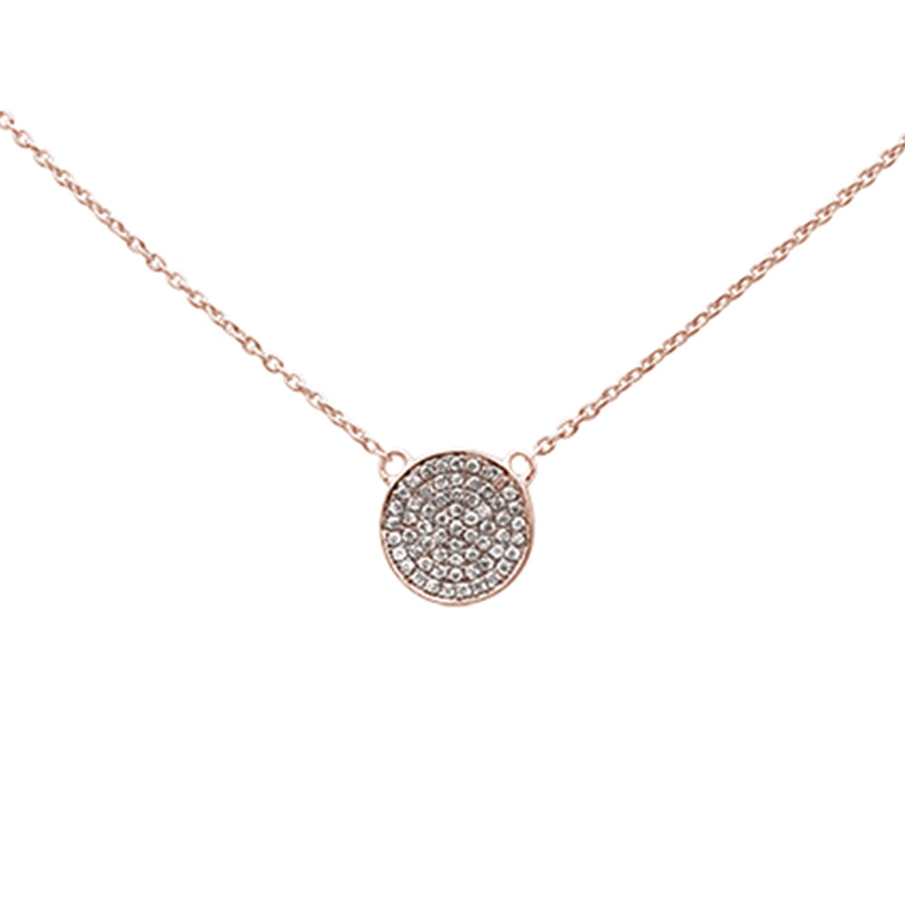 ''.13ct 14k Rose Gold Diamond Pave Circle PENDANT Necklace 16'''' + 2'''' Ext''