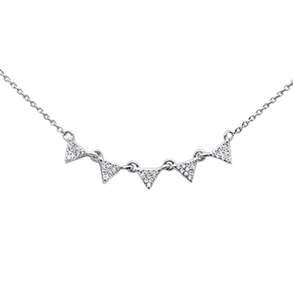 ''.11ct 14k White Gold Modern Triangle Diamond Pendant NECKLACE 16'''' + 2'''' Ext''