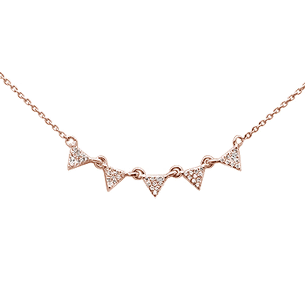 ''.11ct 14k Rose Gold Modern Triangle Diamond Pendant NECKLACE 16'''' + 2'''' Ext''