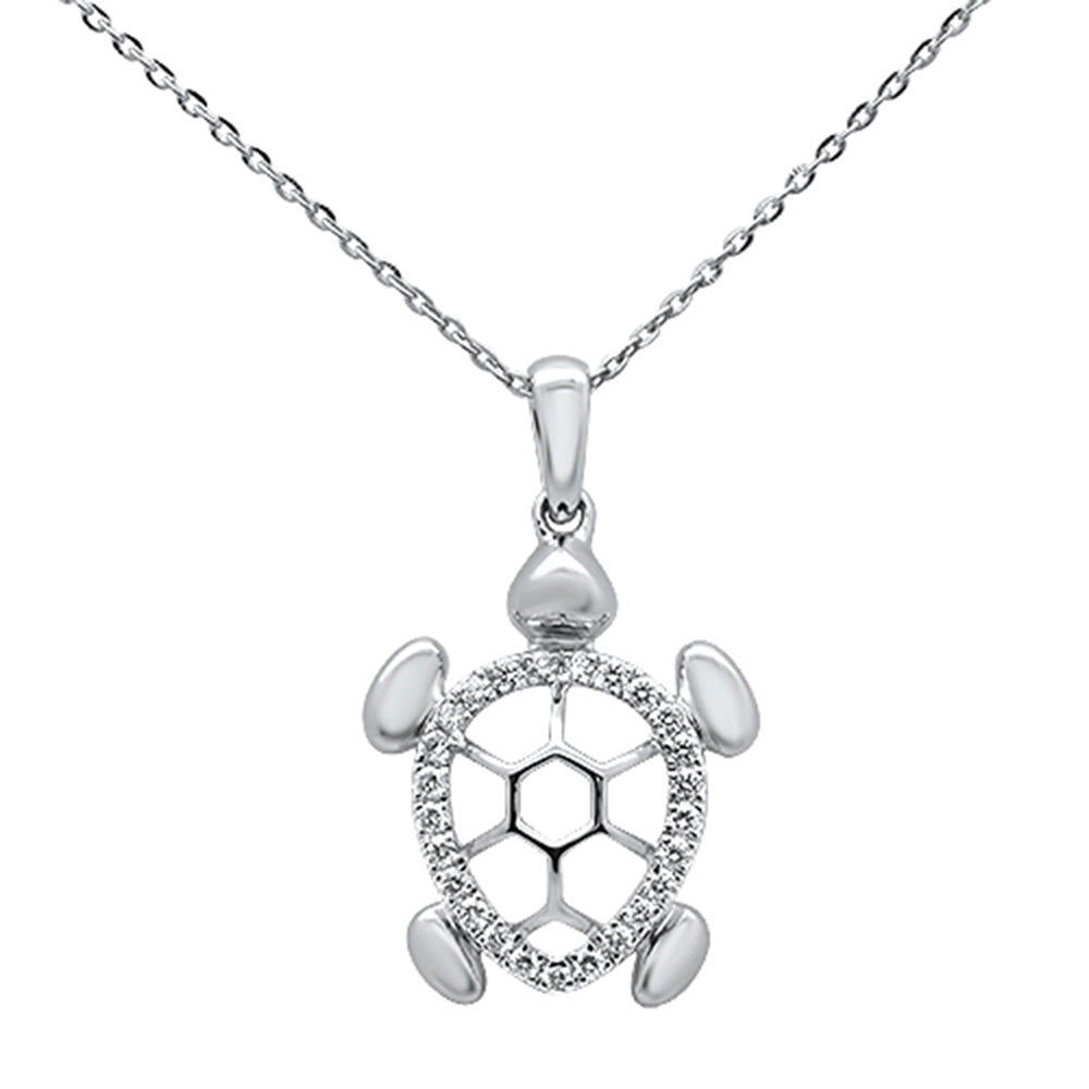 ''SPECIAL!.18ct 14k White Gold DIAMOND Turtle Sea Life Pendant Necklace 16'''' + 2'''' Ext''