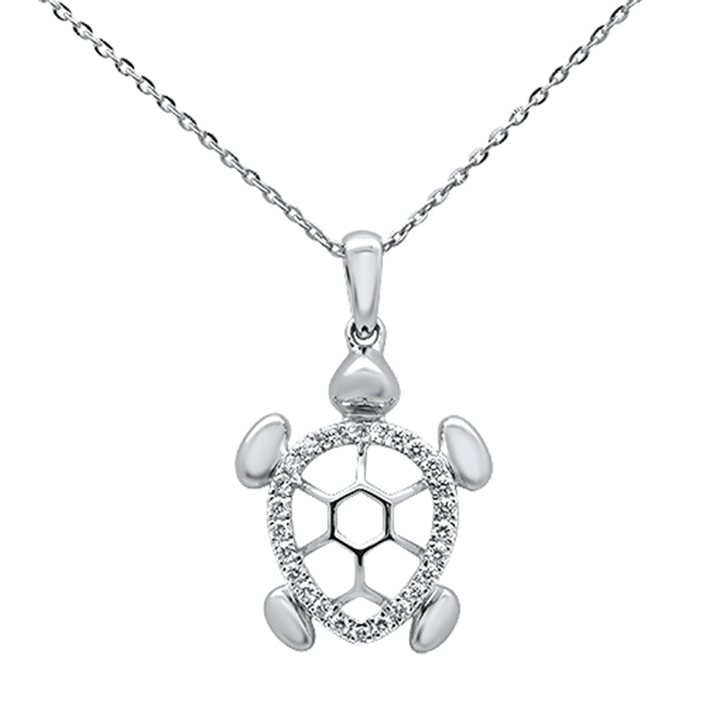 ''SPECIAL!.18ct 14k White GOLD Diamond Turtle Sea Life Pendant Necklace 16'''' + 2'''' Ext''
