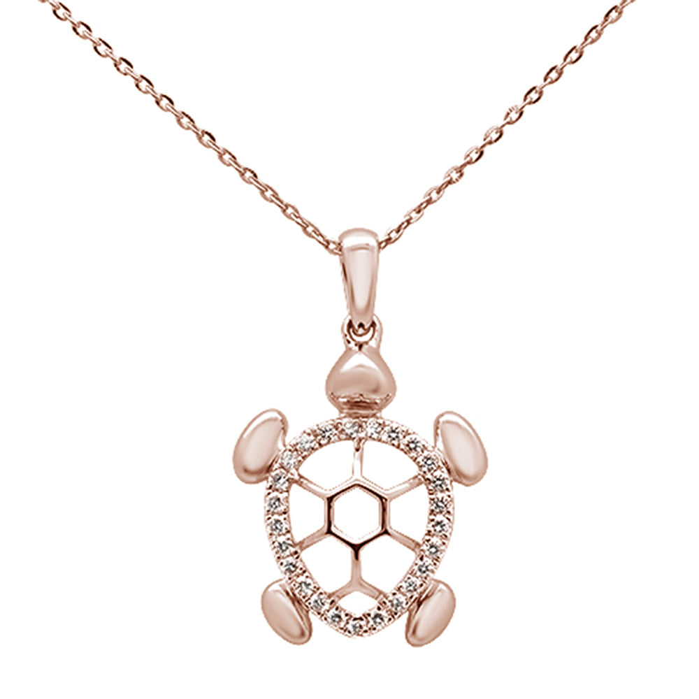 ''SPECIAL!.18ct 14k Rose GOLD Diamond Turtle Sea Life Pendant Necklace 16'''' + 2'''' Ext''