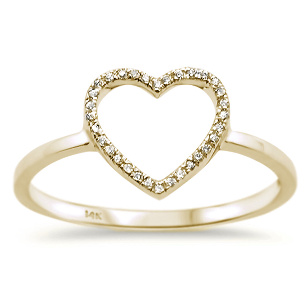 .08ct 14k Yellow Gold Heart Cut out Diamond RING Size 6.5