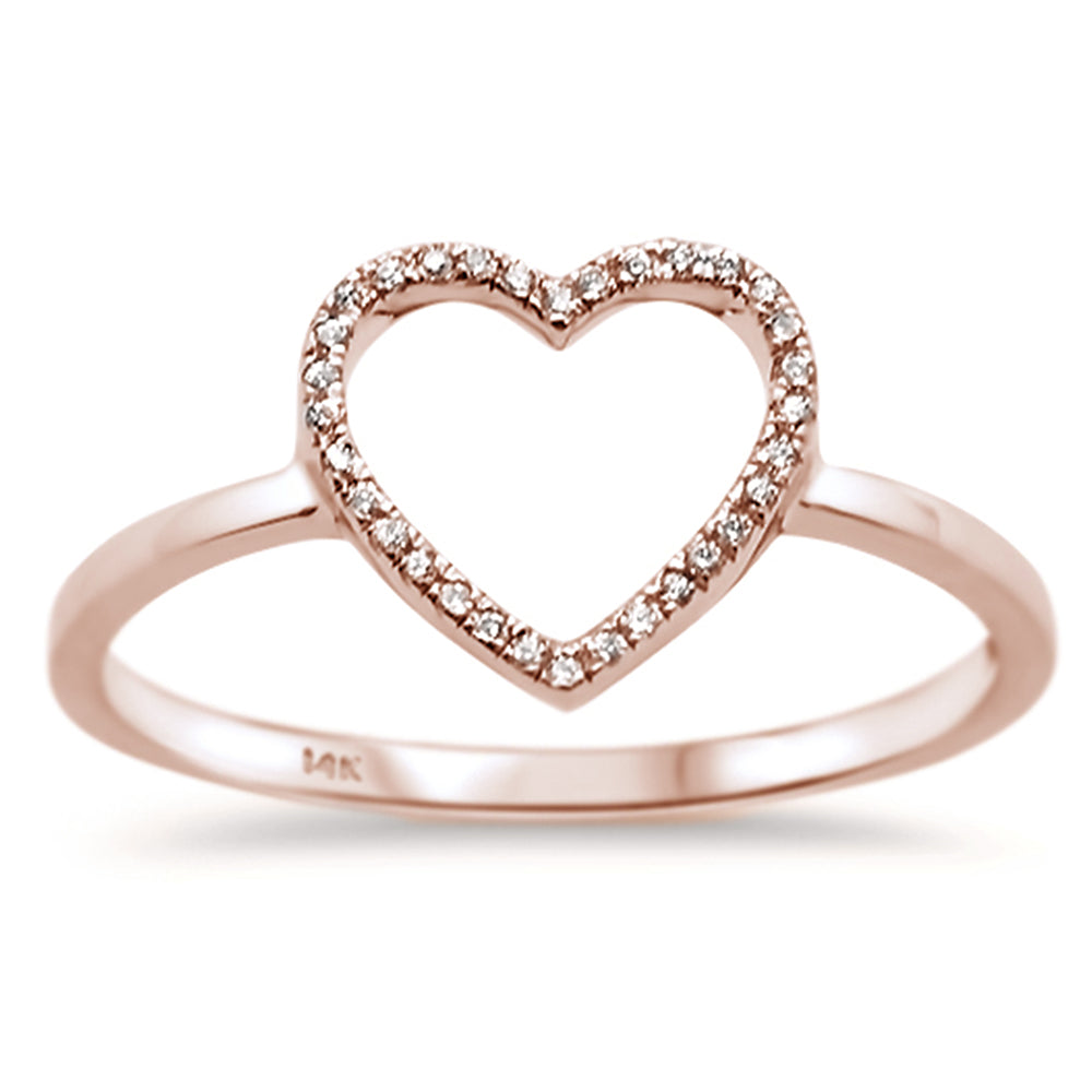 .06ct 14k Rose GOLD Heart Cut out Diamond Ring Size 6.5