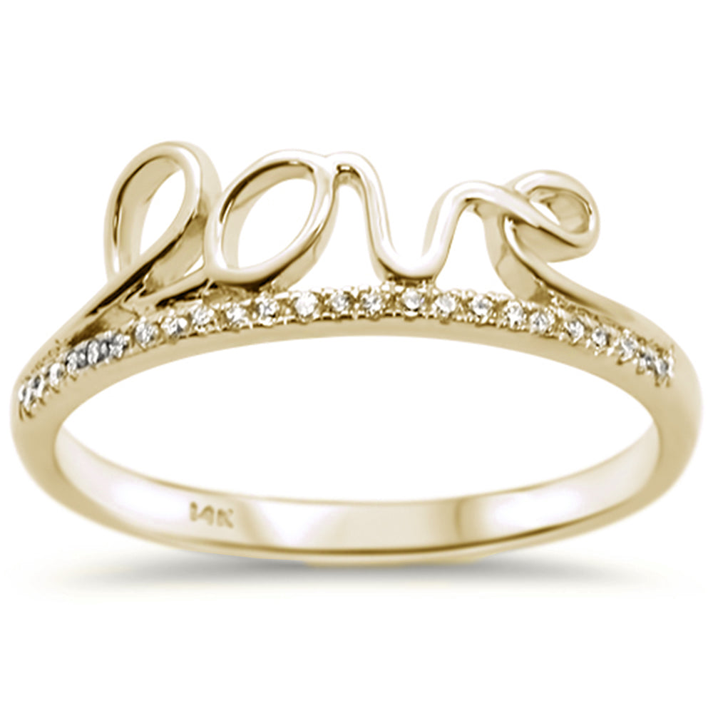 .07ct 14k Yellow Gold Diamond Heart Love Script RING Size 6.5