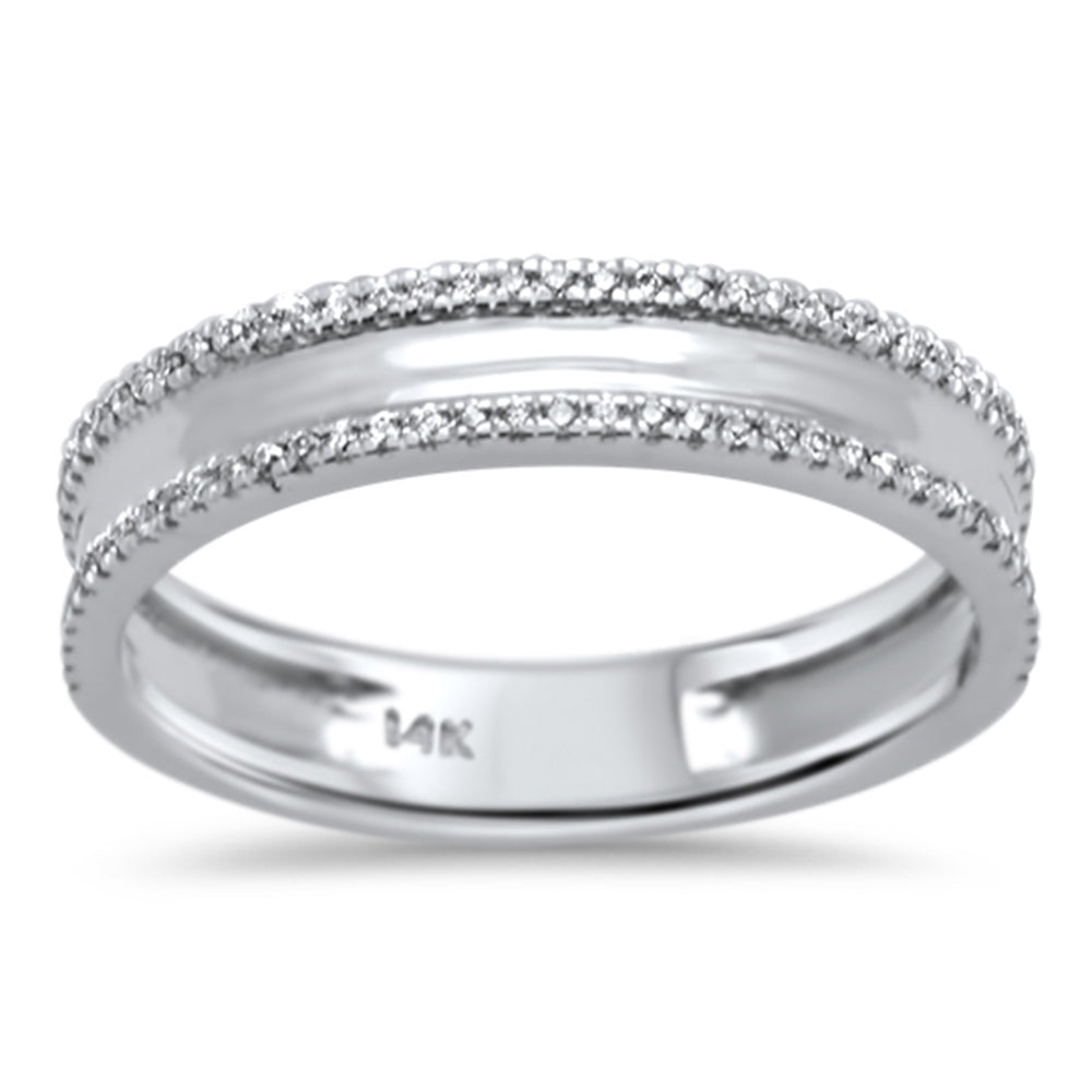 .14ct 14k White Gold Milgrain Diamond WEDDING Band Ring Size 6.5