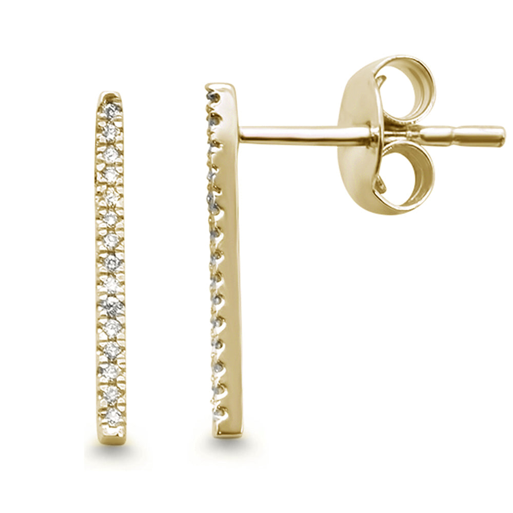 .07ct 14k Yellow Gold Line Bar Modern Diamond EARRINGS