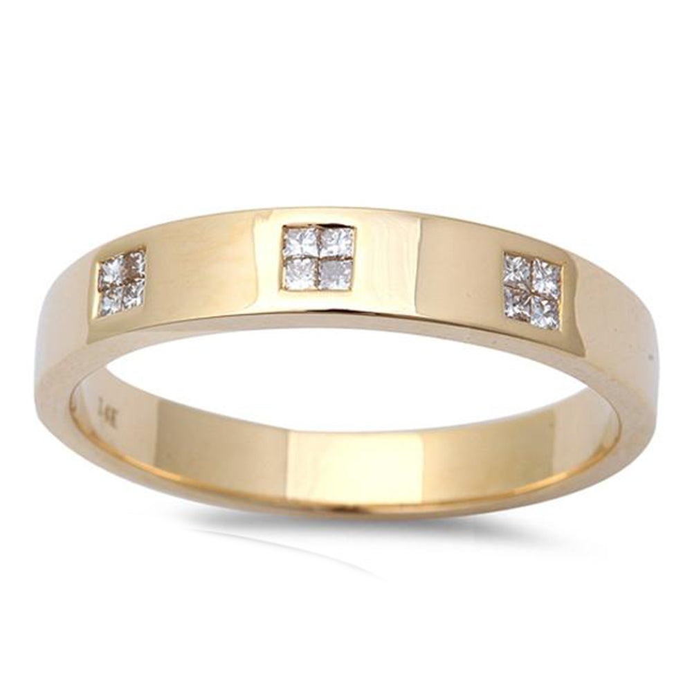 DIAMOND  CLOSEOUT!  .17ct Princess Diamond Men's 14kt Yellow Gold Wedding Band Ring Size 10