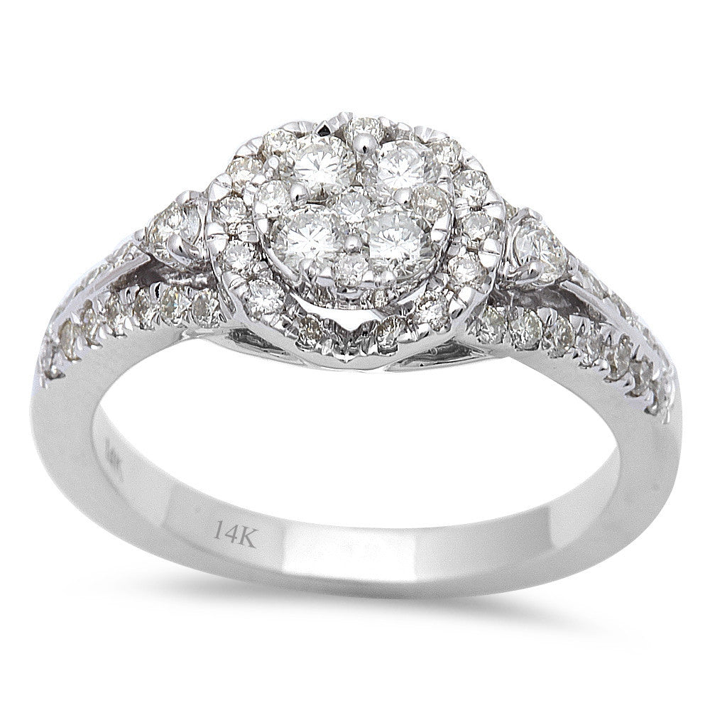 ''SPECIAL!.77CT Round Diamond Halo Style Solitaire Engagement RING 14kt White Gold Sz 7''