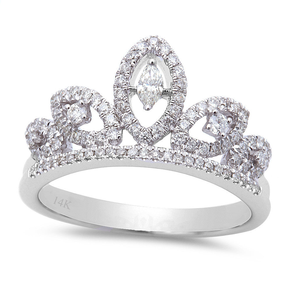 .38ct 14kt White Gold Diamond Princess Crown RING Size 6.5