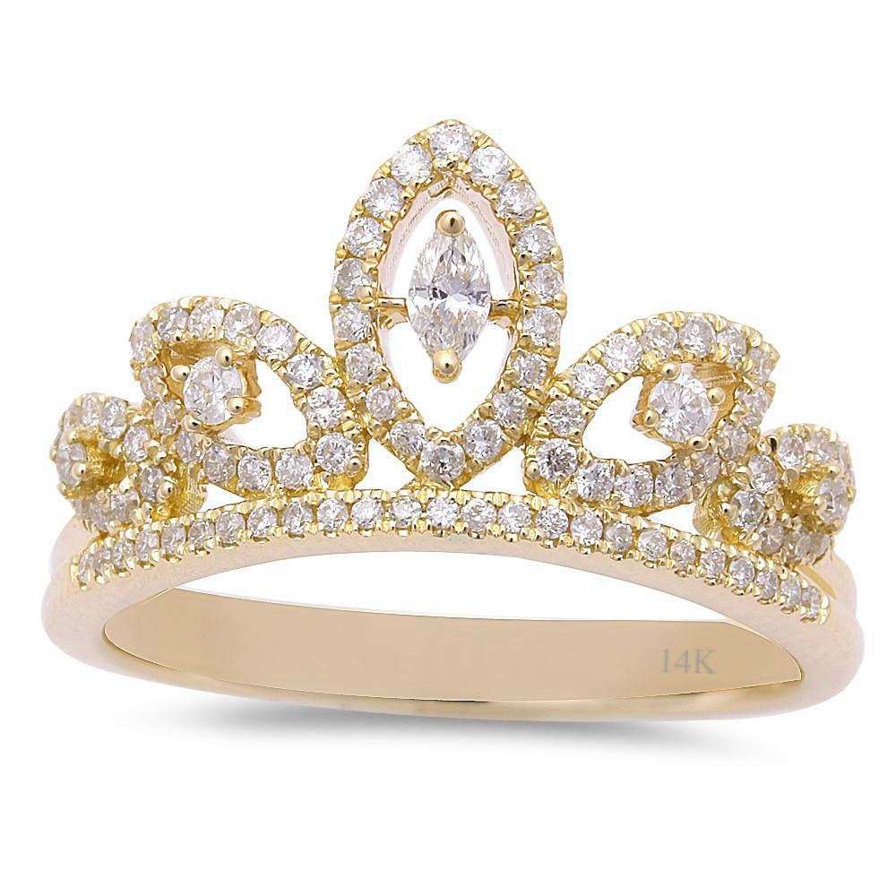 .38ct 14kt Yellow GOLD Diamond Princess Crown Ring Size 6.5