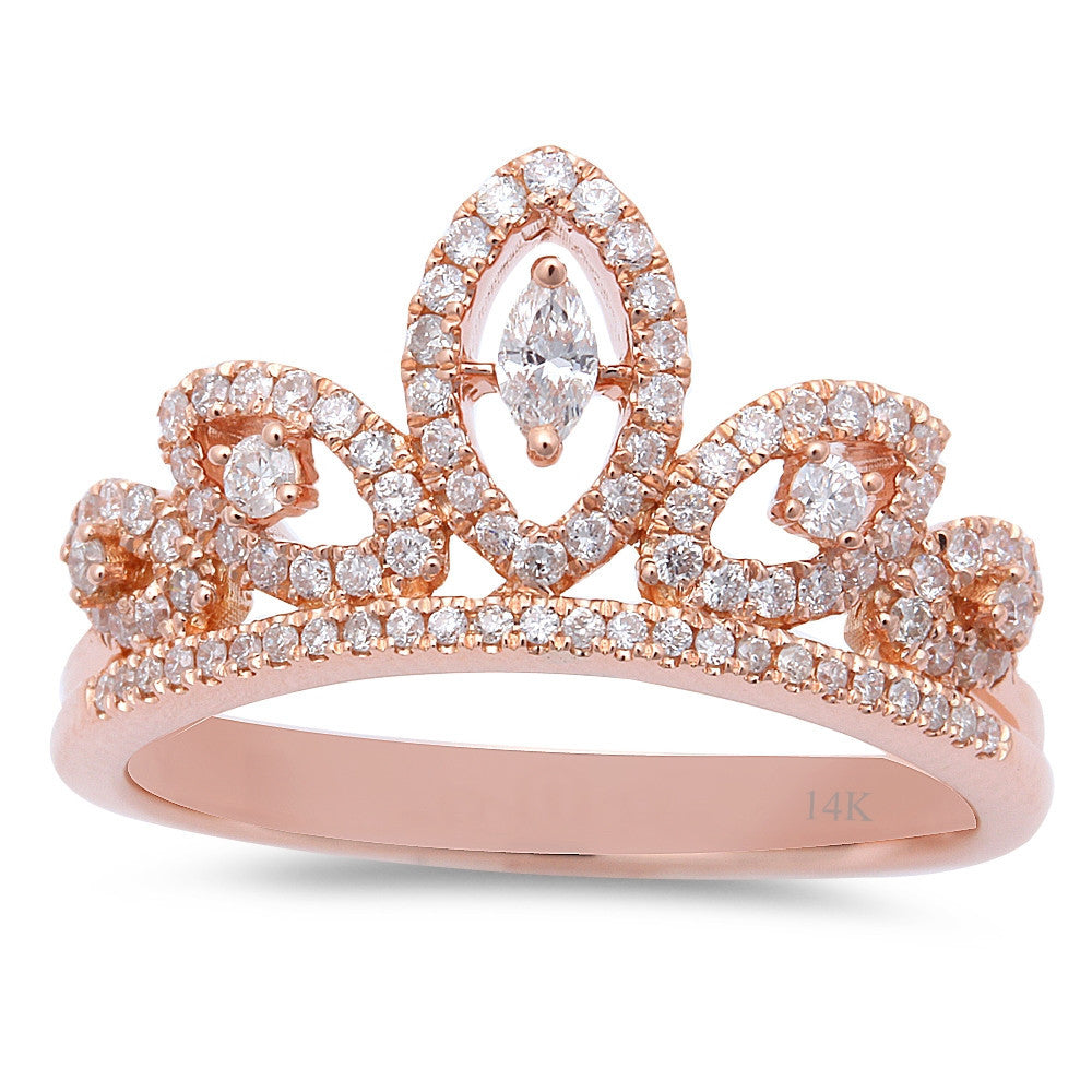 .45ct 14kt Rose GOLD Diamond Princess Crown Ring Size 6.5