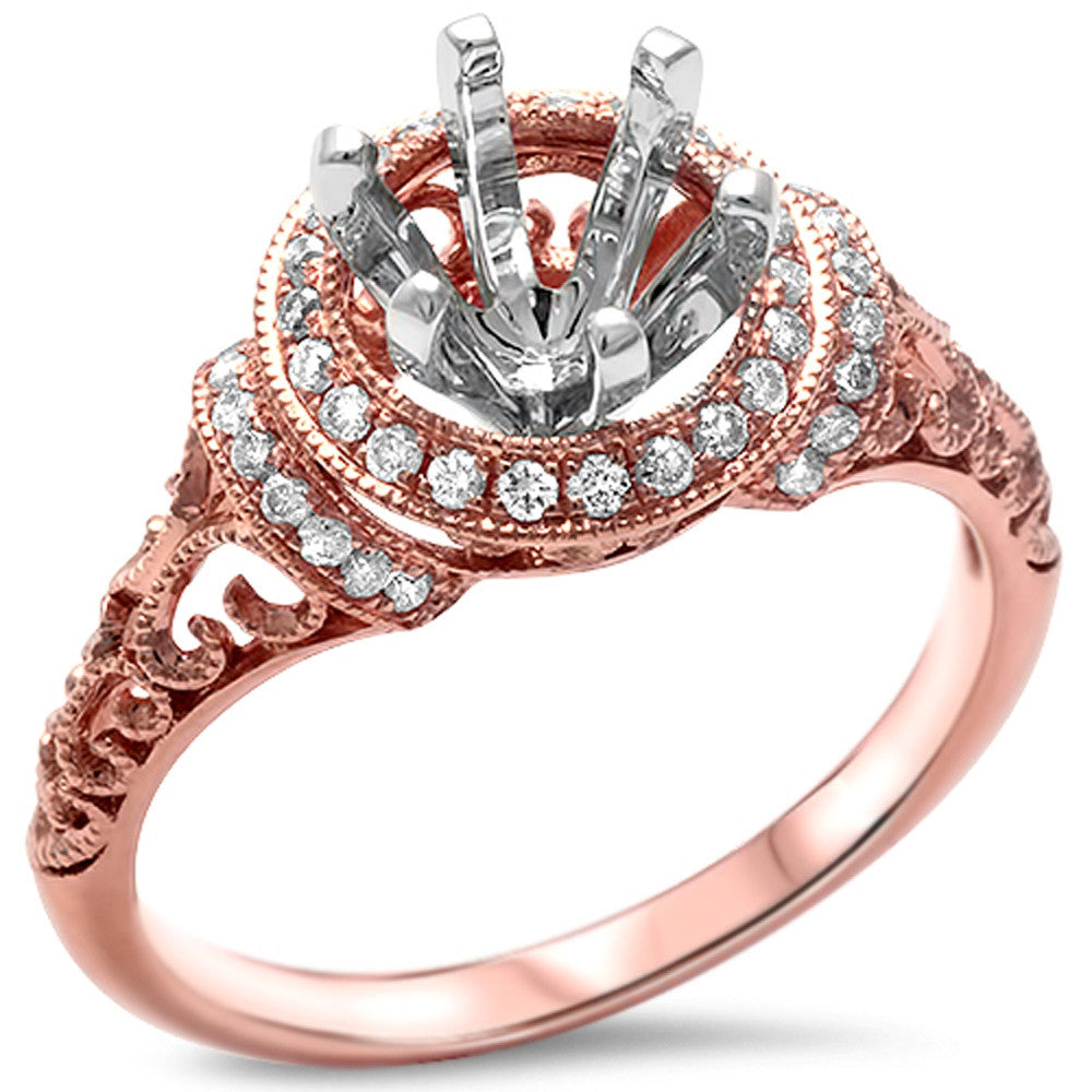 ''SPECIAL! E VS Antique Style .23ct Halo DIAMOND Solitaire Engagement Ring 14kt Rose Gold''