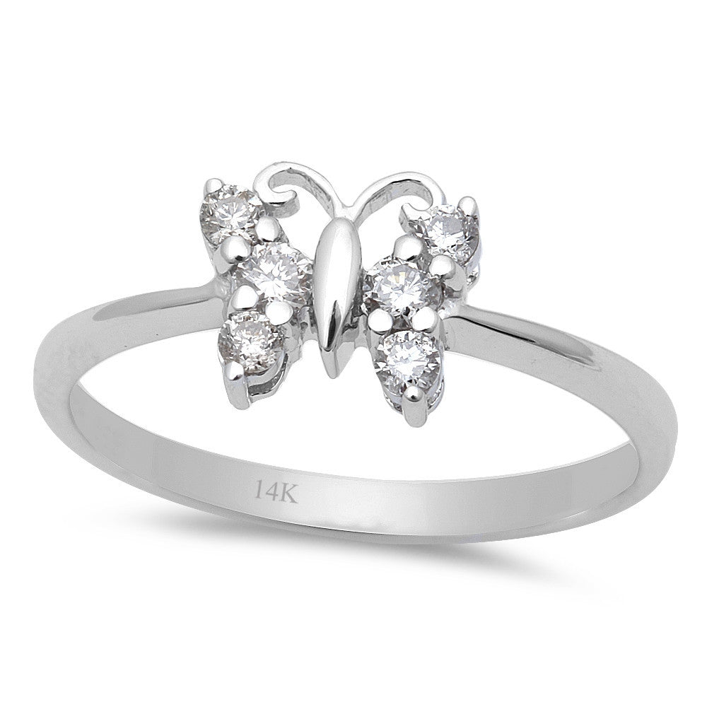 .20ct Diamond Designer Butterfly 14kt White Gold RING Size 6.5