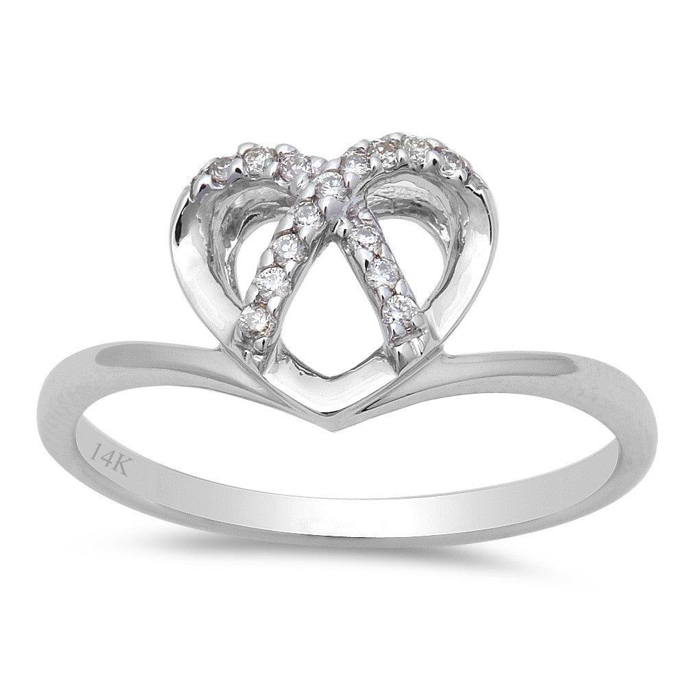 .08ct Heart Shaped Diamond Promise  Heart Love RING 14kt White Gold