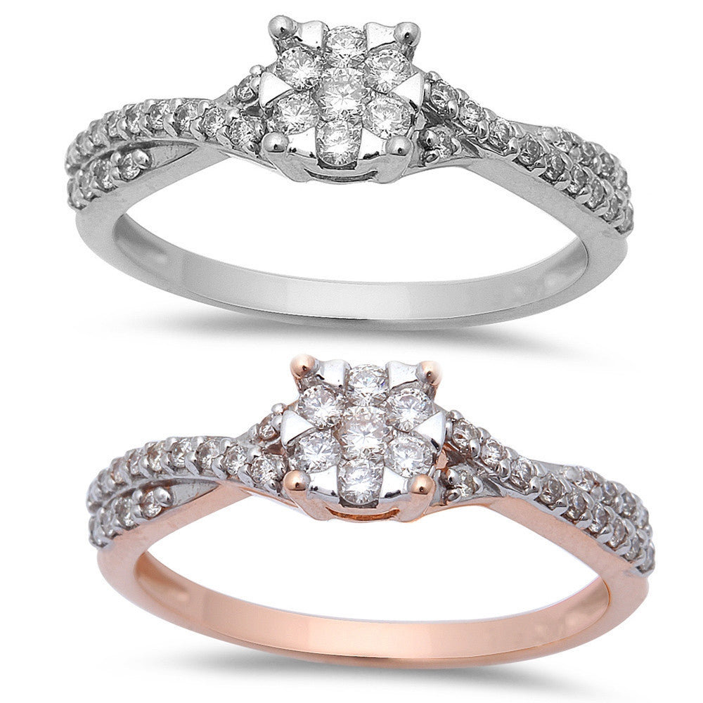 ''SPECIAL! .30ct Halo Twisted Prong Diamond Engagement Wedding RING 14kt White or Rose Gold''