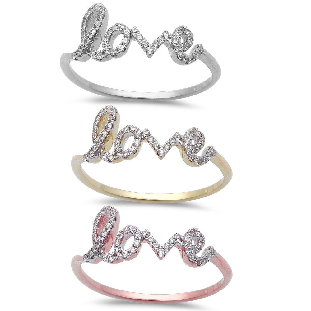 ''.13ct '''' Love'''' Round Diamond Heart Fine RING 14kt White, Yellow or Rose Gold Size 6.5''