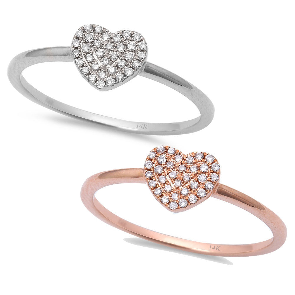 .07ct DIAMOND Heart 14kt White or Rose Gold Fine Ring Size 6.5