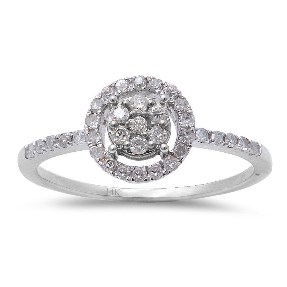 ''SPECIAL! .29CT Round Diamond 14kt White Gold Halo Style Engagement RING Size 6.5''