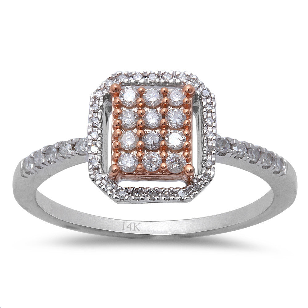 .25CT Princess Shaped Diamond 14kt White & Rose Gold Halo Style Engagement RING