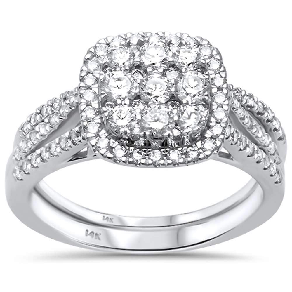 ''SPECIAL! 1.01ct 14K White Gold Square Shape Diamond Engagement Bridal Set RINGS''